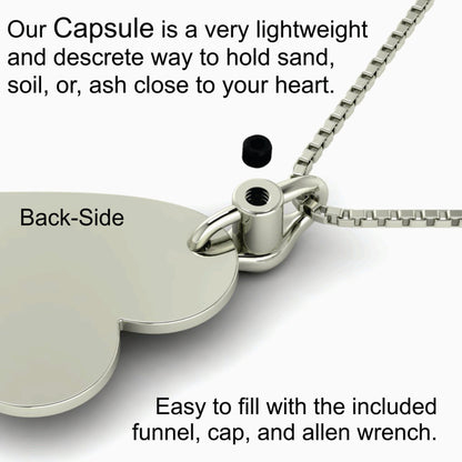 Fingerprint Dog Tag Necklace with Gemstone Urn Capsule Bail - Silver [Regular]