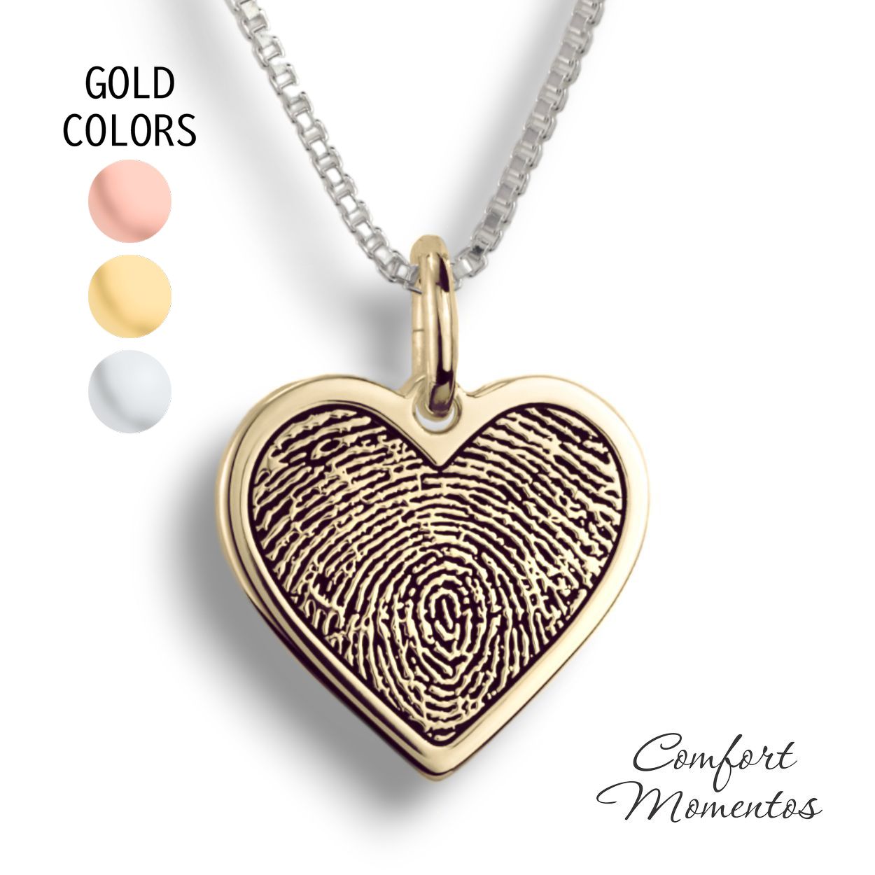 Fingerprint Heart Necklace - Gold