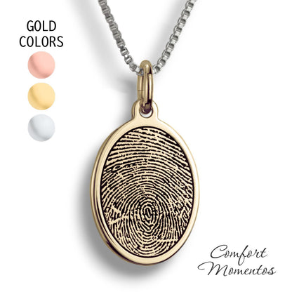 Fingerprint Oval Necklace - Gold