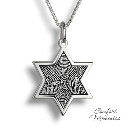 Fingerprint Star Necklace - Silver
