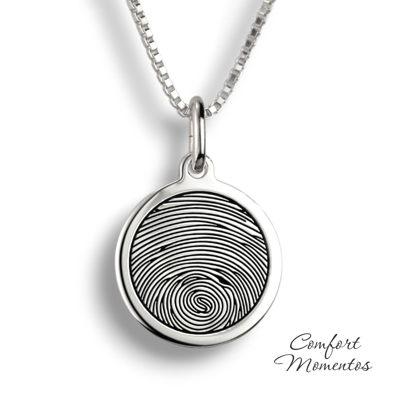 Fingerprint Round Necklace - Silver