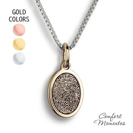 Fingerprint Oval Necklace - Gold [Small]