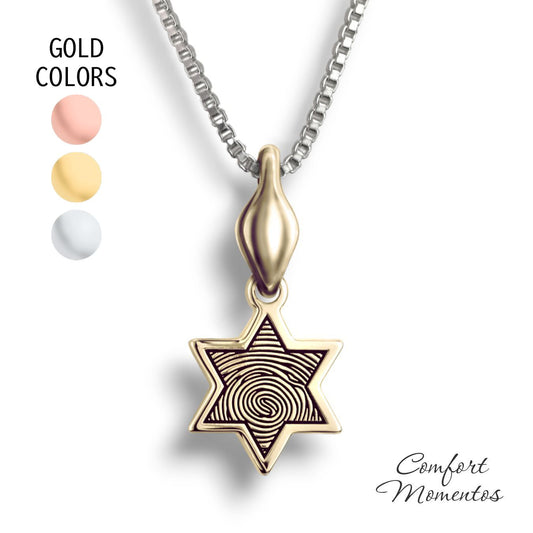 Fingerprint Star Necklace with Urn Capsule Bail - Gold [Small]