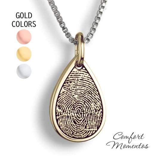 Fingerprint Teardrop Necklace - Gold