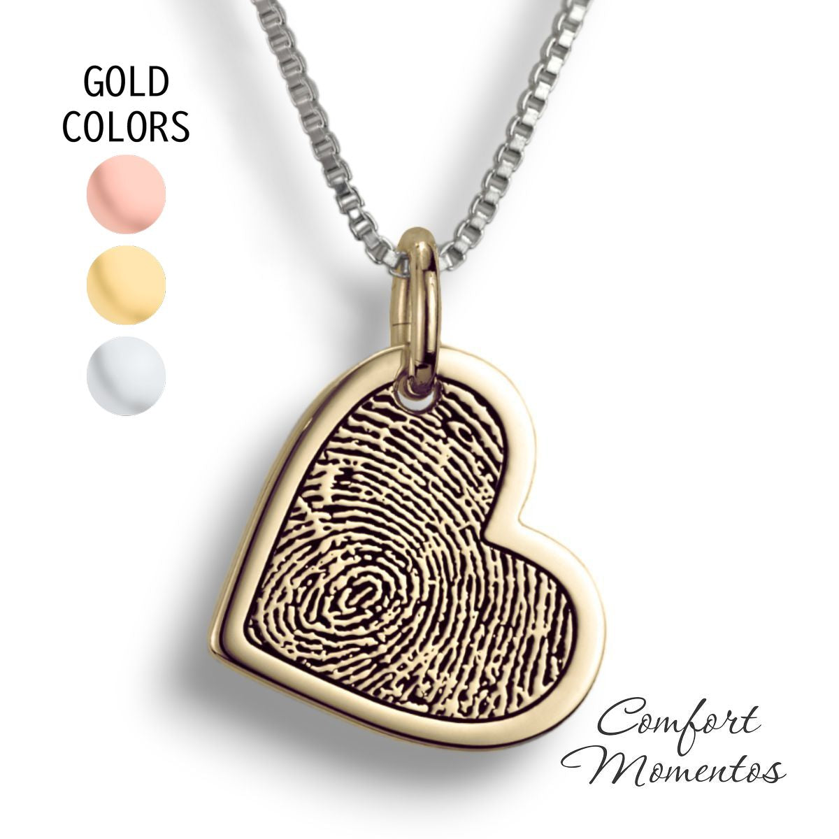 Fingerprint Tilted Heart Necklace - Gold