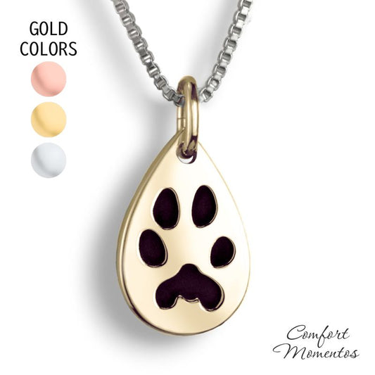 Pawprint Teardrop Necklace - Gold