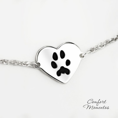 Pawprint Heart Charm Bracelet - Silver