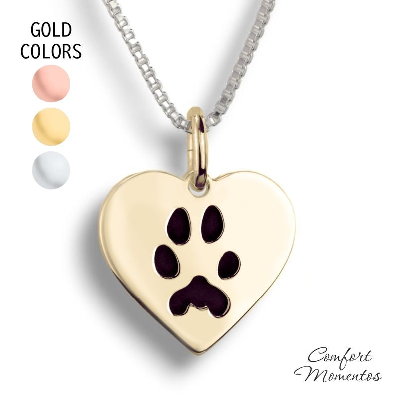 Pawprint Heart Necklace - Gold