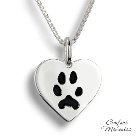 Pawprint Heart Necklace - Silver