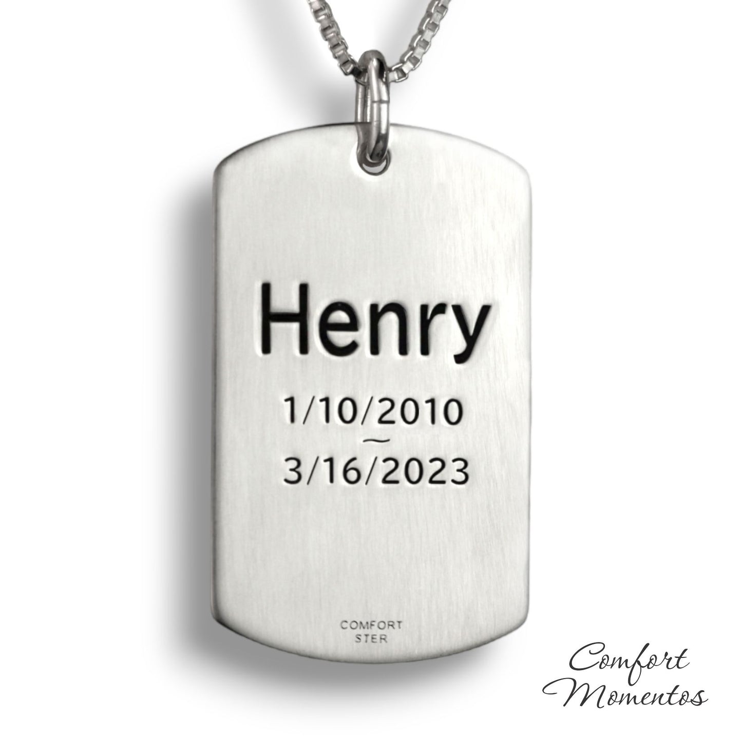 Pawprint Dog Tag Necklace with Urn Capsule Bail - Silver [Large]
