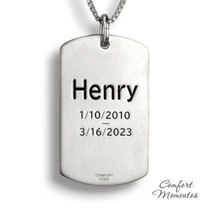 Pawprint Dog Tag Necklace - Silver [Large]