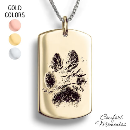 Pawprint Dog Tag Necklace - Gold [Large]