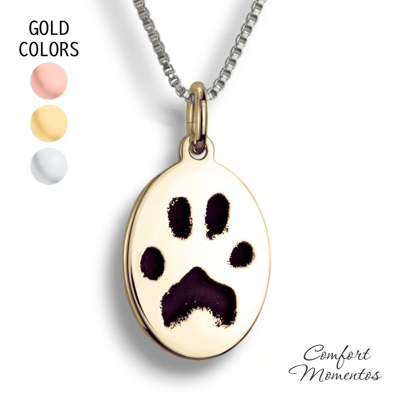 Pawprint Oval Necklace - Gold