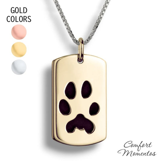Pawprint Dog Tag Necklace - Gold [Regular]