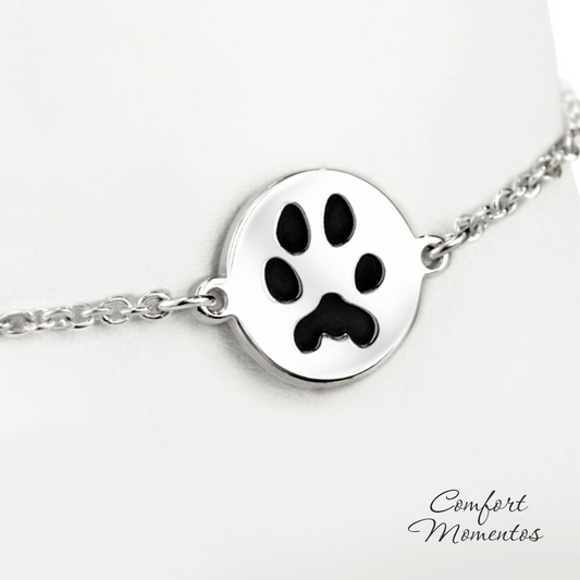 Pawprint Round Charm Bracelet - Silver