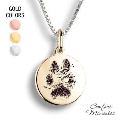 Pawprint Round Necklace - Gold
