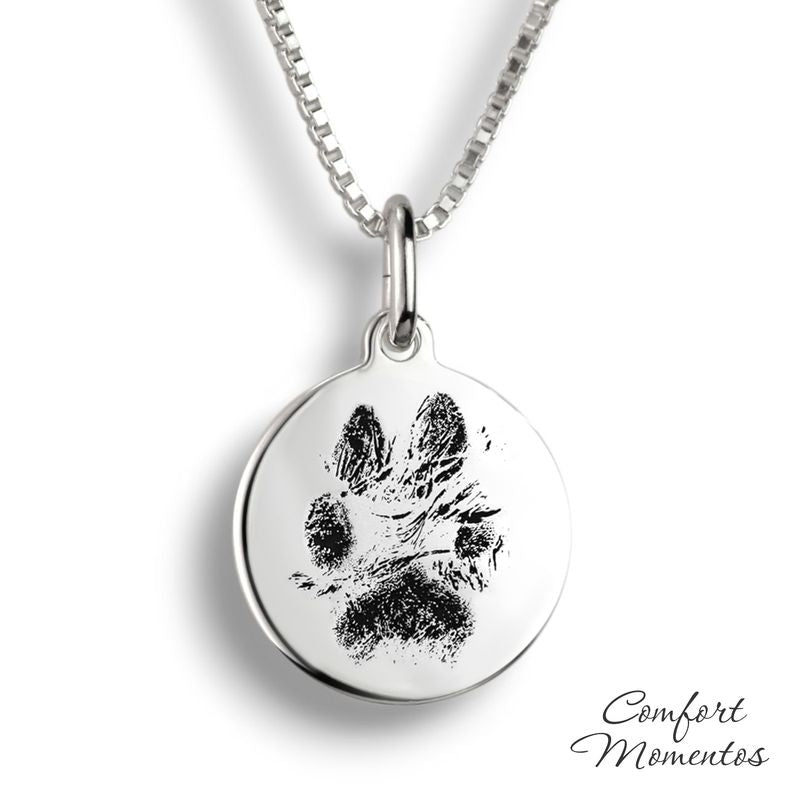 Pawprint Round Necklace - Silver