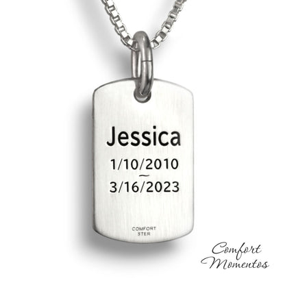 Pawprint Dog Tag Necklace with Urn Capsule Bail - Silver [Small]