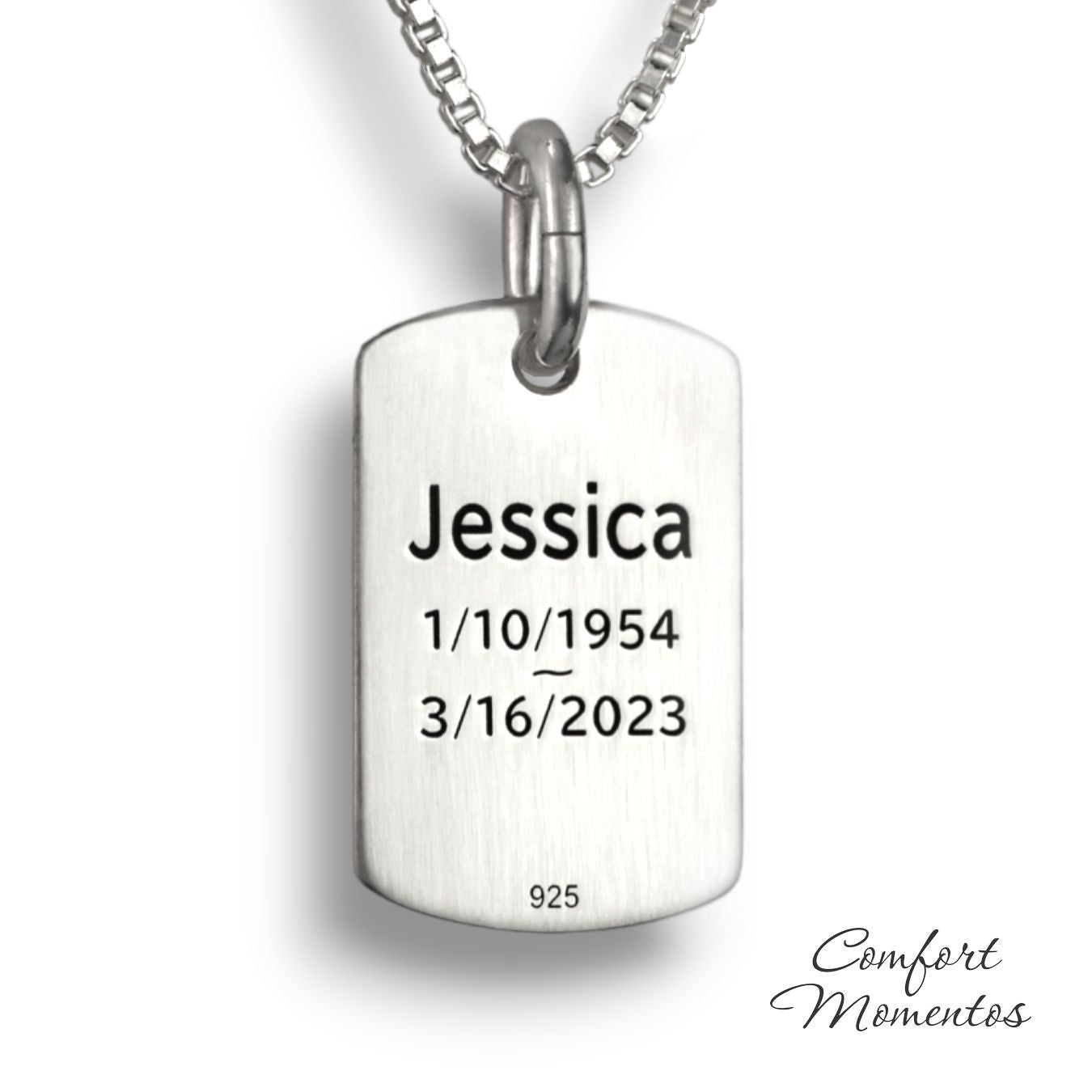 Fingerprint Dog Tag Necklace with Urn Capsule Bail - Silver [Small]