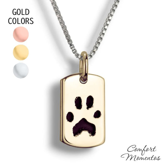 Pawprint Dog Tag Necklace - Gold [Small]