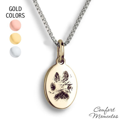 Pawprint Oval Necklace - Gold [Small]